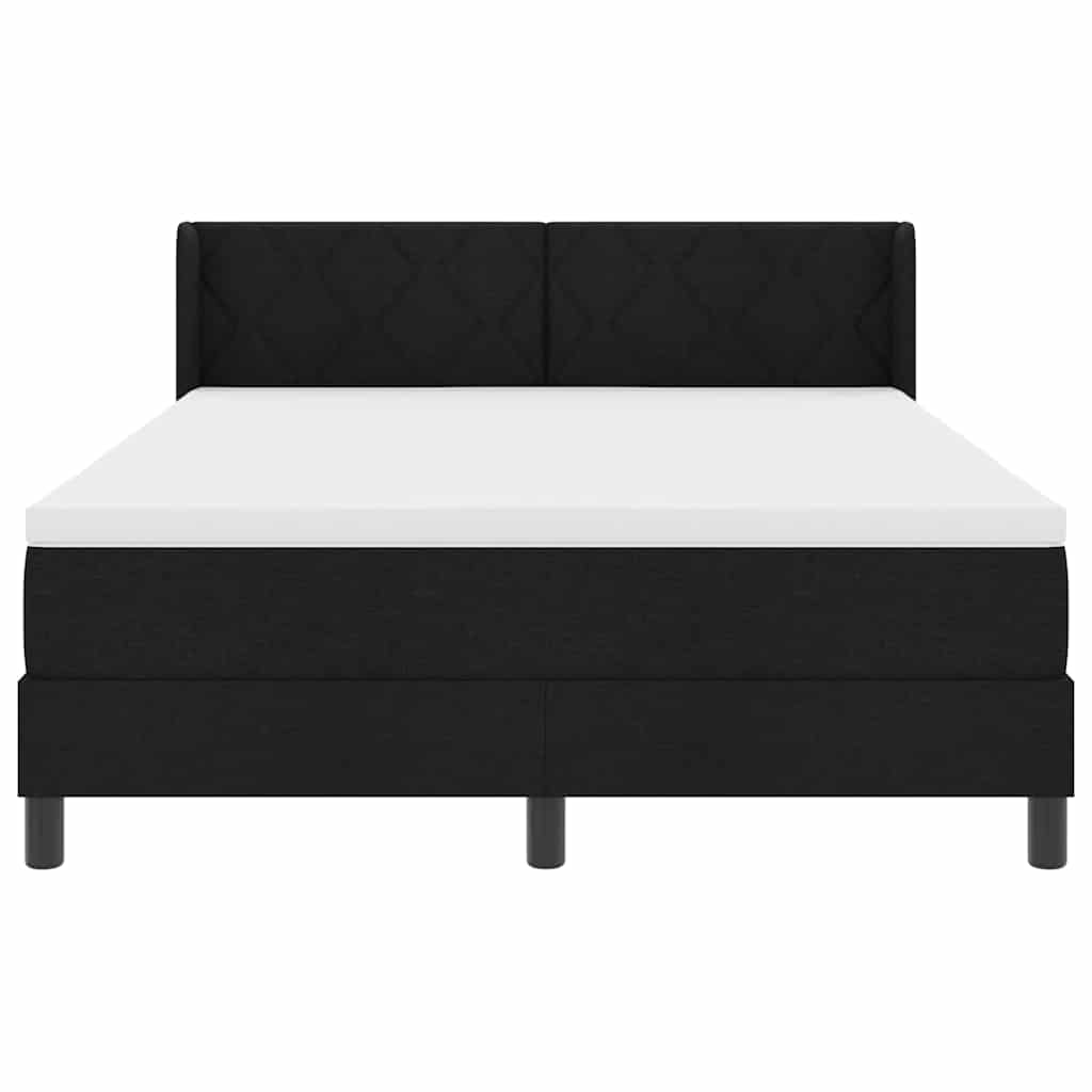 Box spring seng med hovedgærde Sort 190 x 140 cm Stof