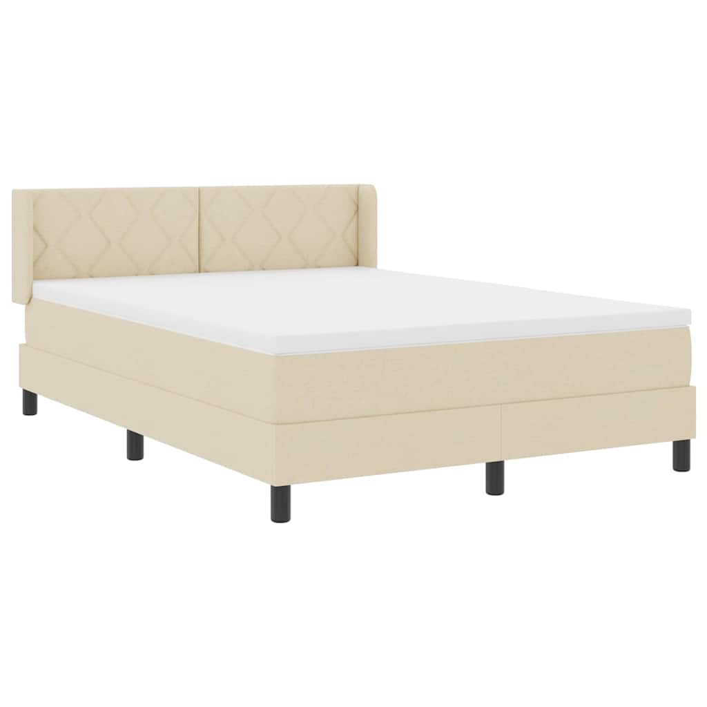 Box spring seng med hovedgærde Creme 190 x 140 cm Stof