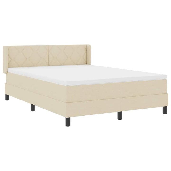 Box spring seng med hovedgærde Creme 190 x 140 cm Stof