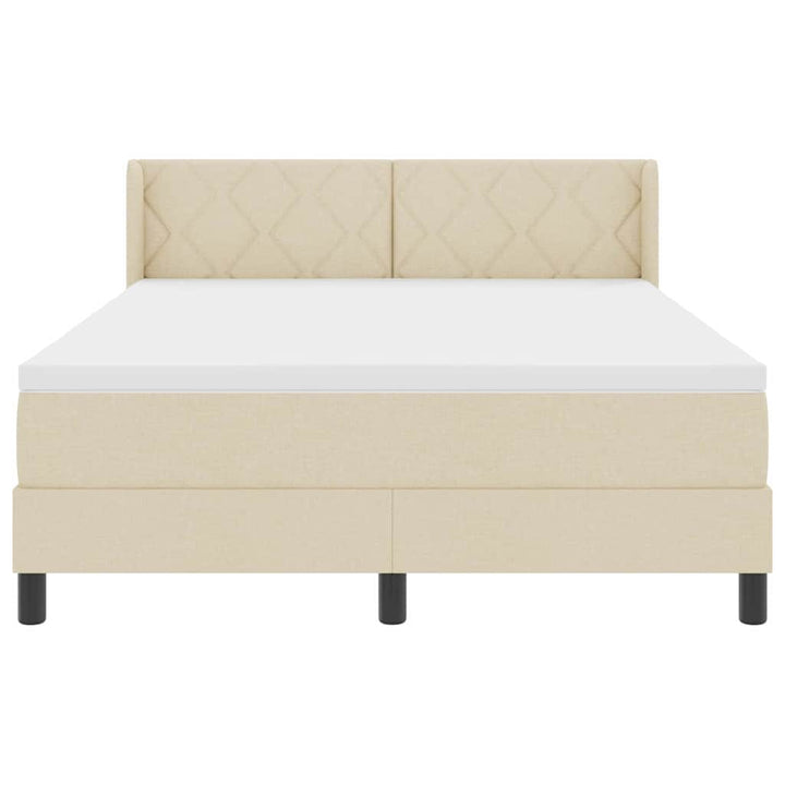 Box spring seng med hovedgærde Creme 190 x 140 cm Stof