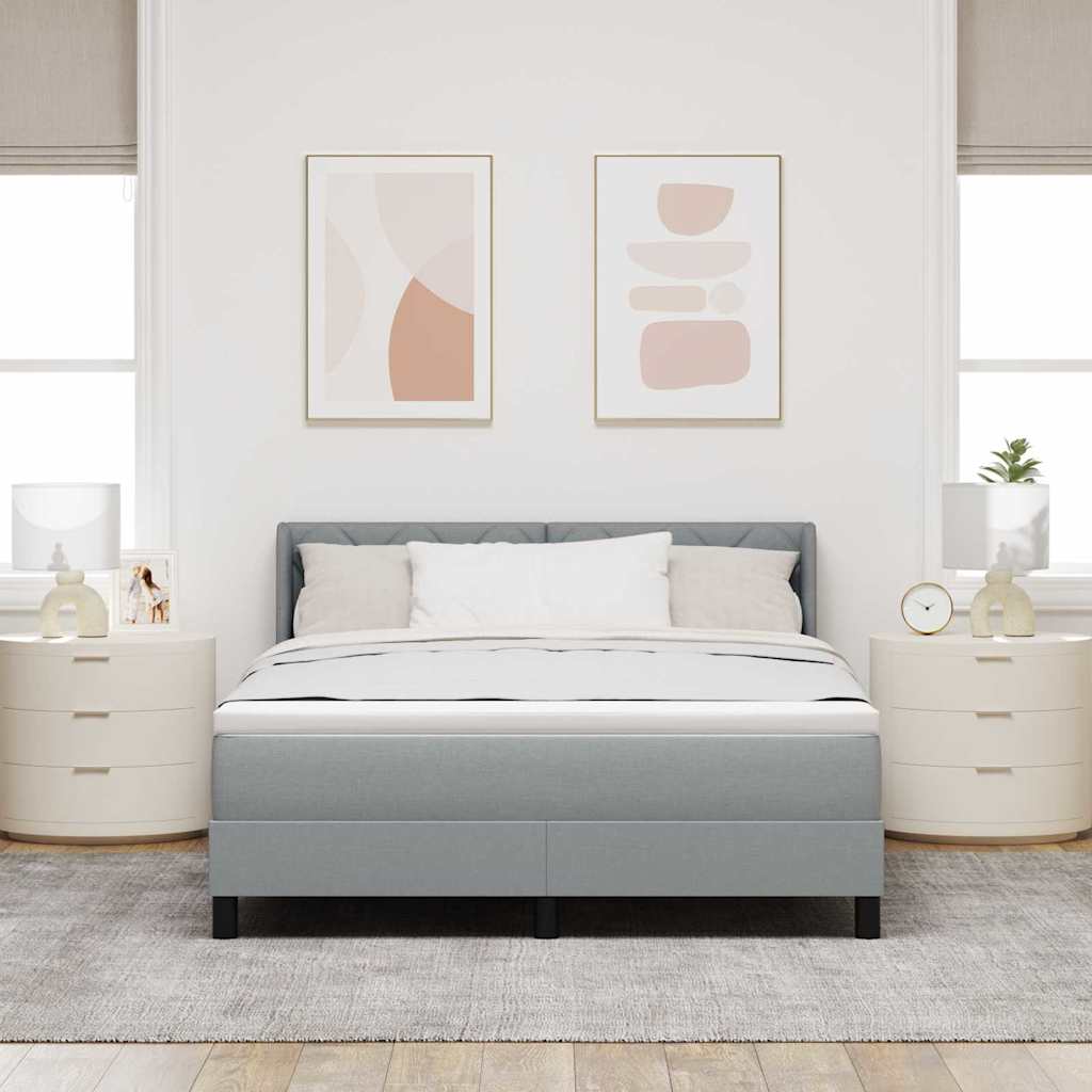 Box spring seng med hovedgærde Lysegrå 200 x 140 cm Stof