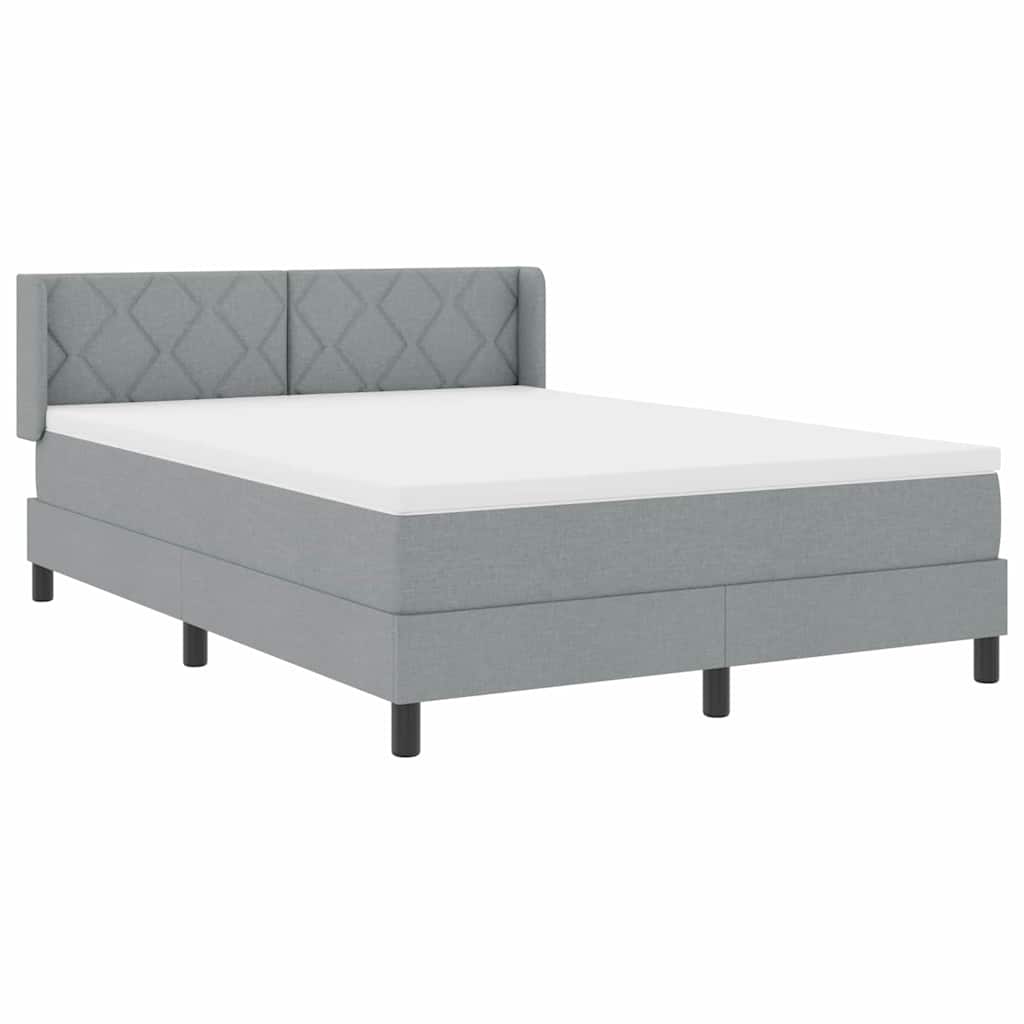 Box spring seng med hovedgærde Lysegrå 200 x 140 cm Stof