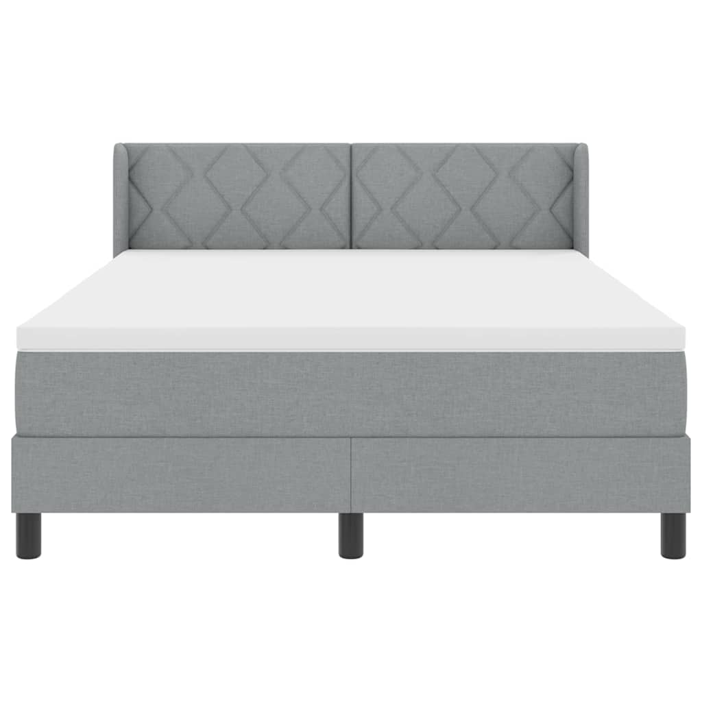 Box spring seng med hovedgærde Lysegrå 200 x 140 cm Stof