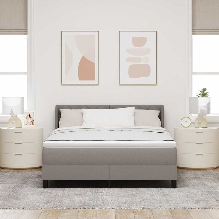 Box spring seng med pude Gråbrun 200 x 140 cm Stof