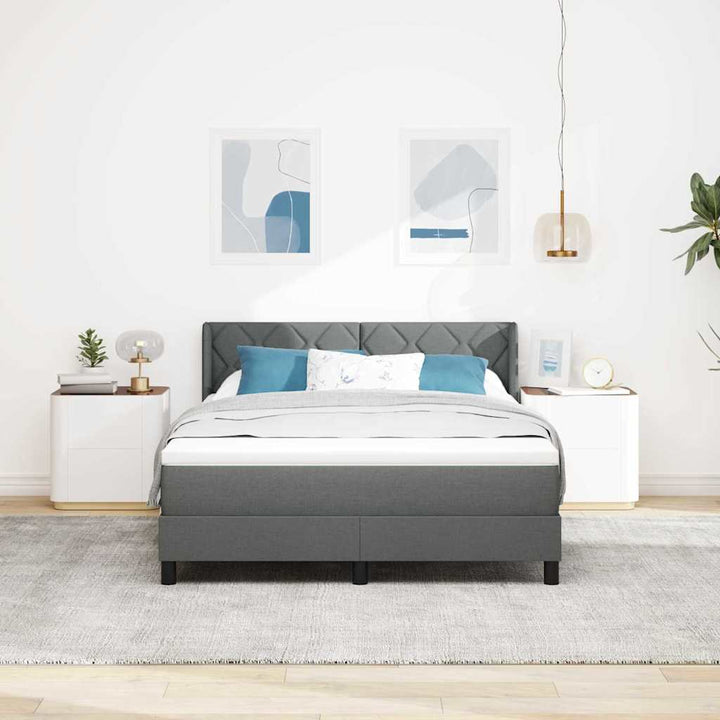 Box spring seng med hovedgærde Mørkegrå 200 x 160 cm Stof