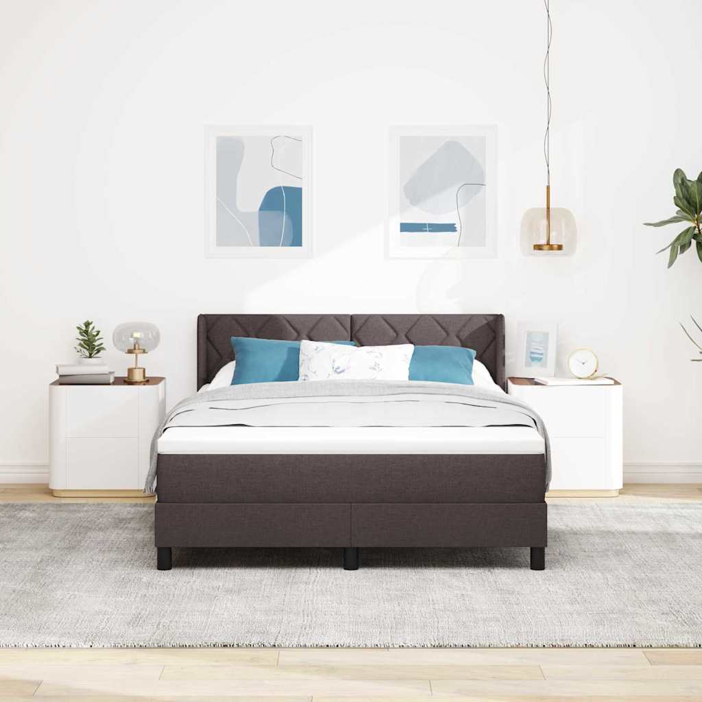 Box spring seng med hovedgærde Mørk Brun 200 x 160 cm Stof