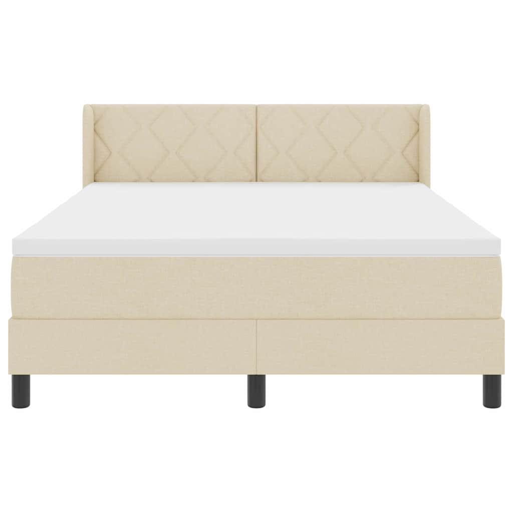 Box spring seng med hovedgærde Creme 200 x 160 cm Stof