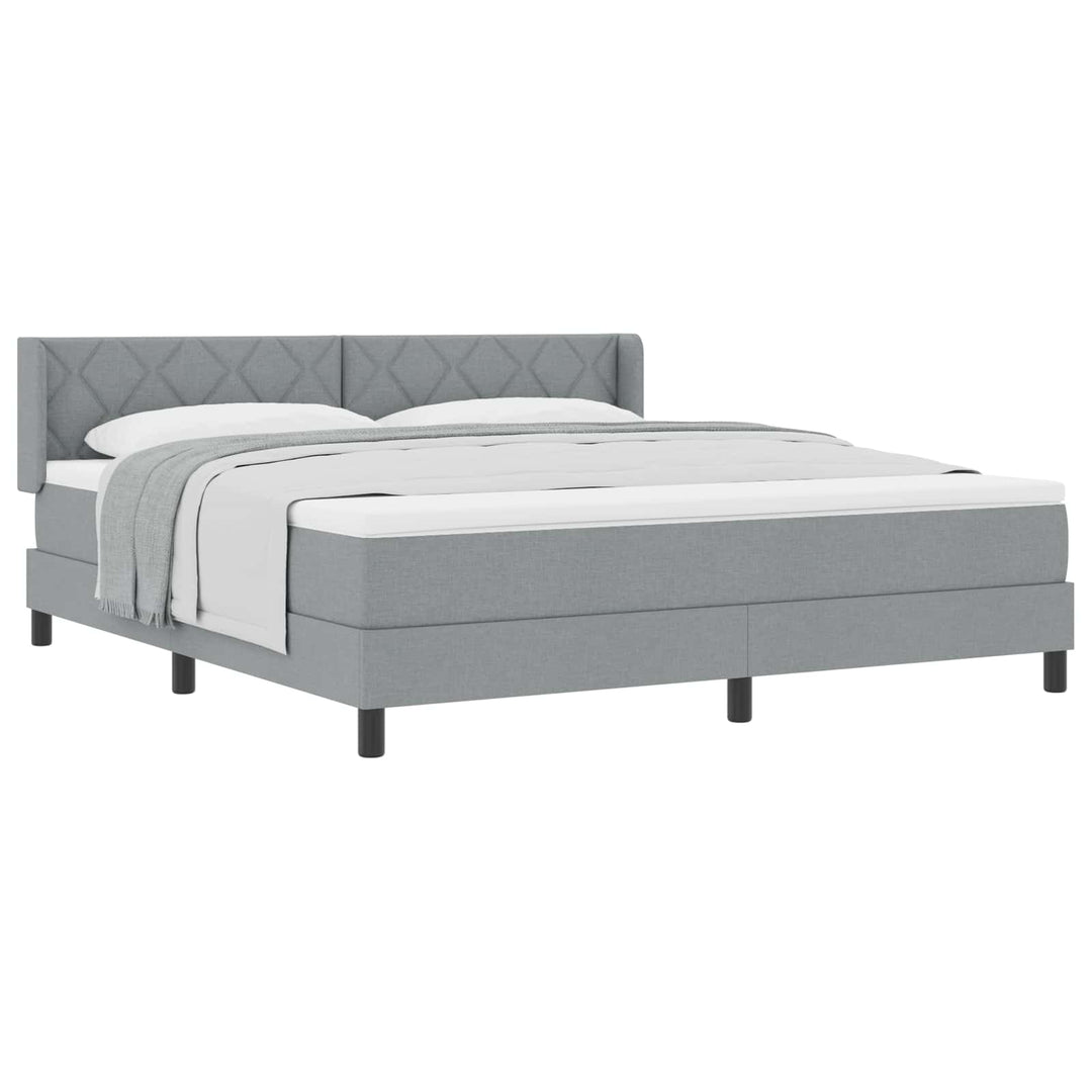 Box spring seng med hovedgærde Lysegrå 200 x 180 cm Stof
