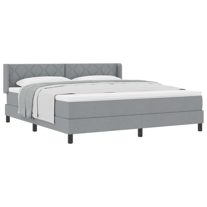Box spring seng med hovedgærde Lysegrå 200 x 180 cm Stof