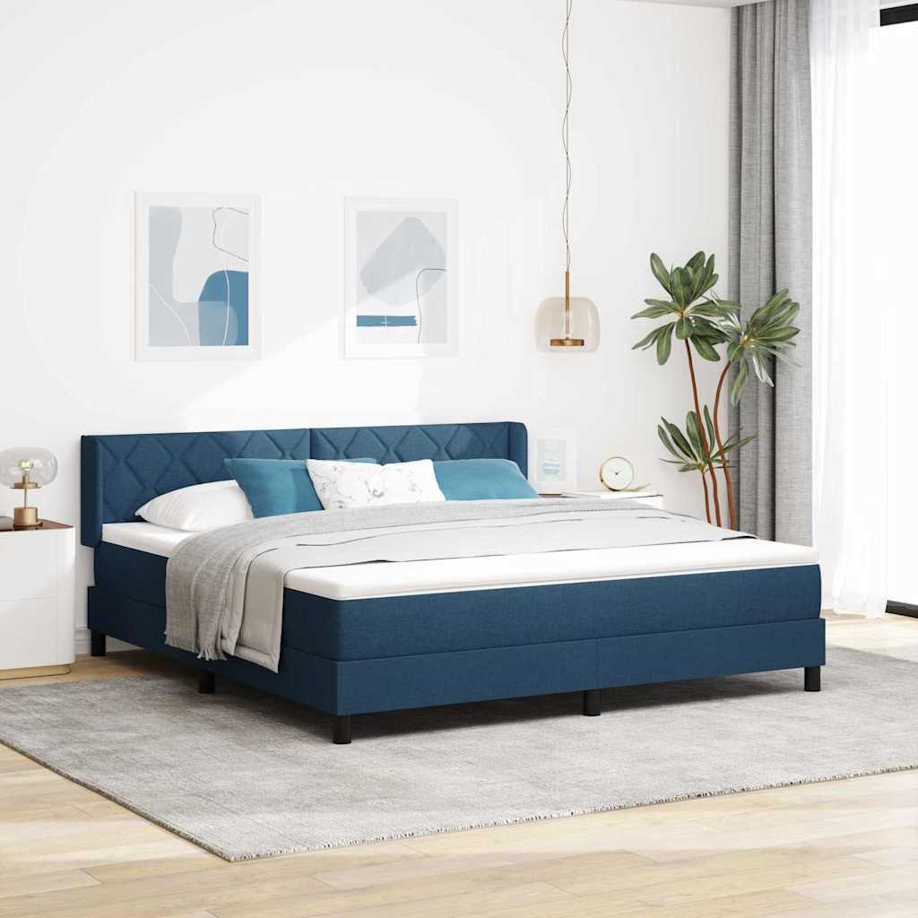 Box spring seng med hovedgærde Blå 200 x 180 cm Stof
