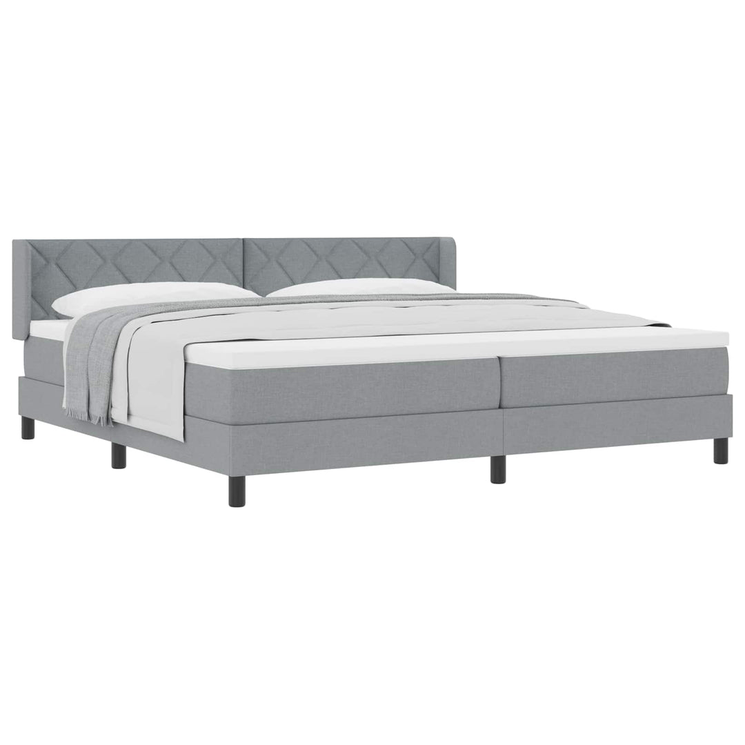 Box spring seng med hovedgærde Lysegrå 200 x 200 cm Stof