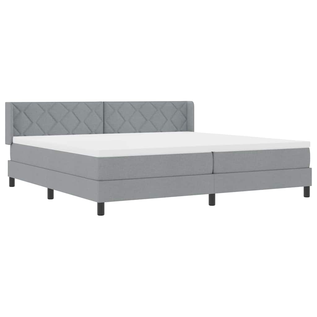 Box spring seng med hovedgærde Lysegrå 200 x 200 cm Stof