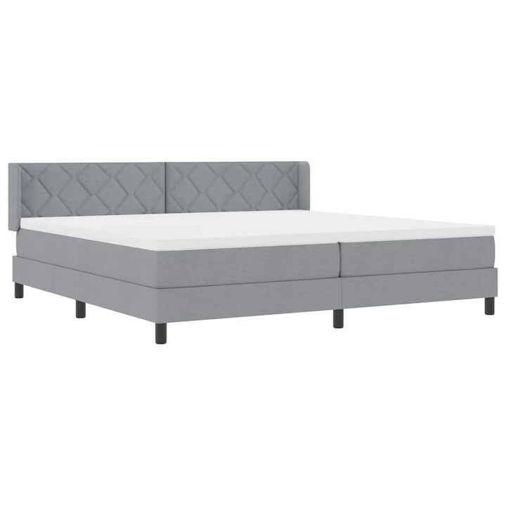 Box spring seng med hovedgærde Lysegrå 200 x 200 cm Stof