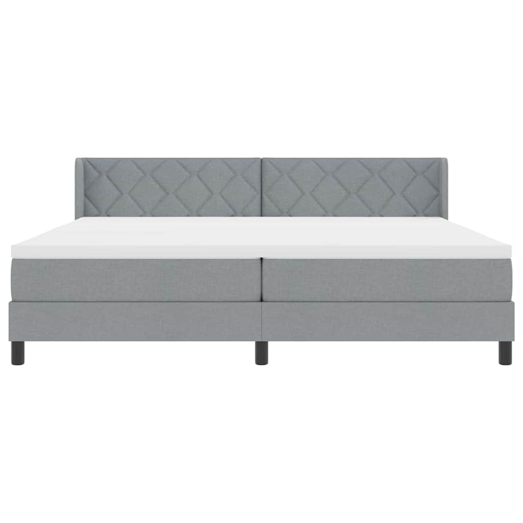 Box spring seng med hovedgærde Lysegrå 200 x 200 cm Stof