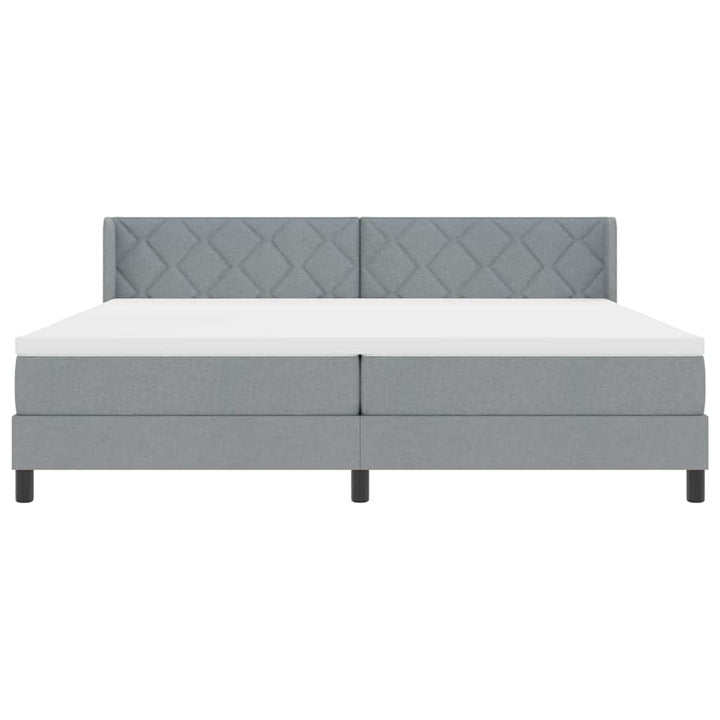 Box spring seng med hovedgærde Lysegrå 200 x 200 cm Stof