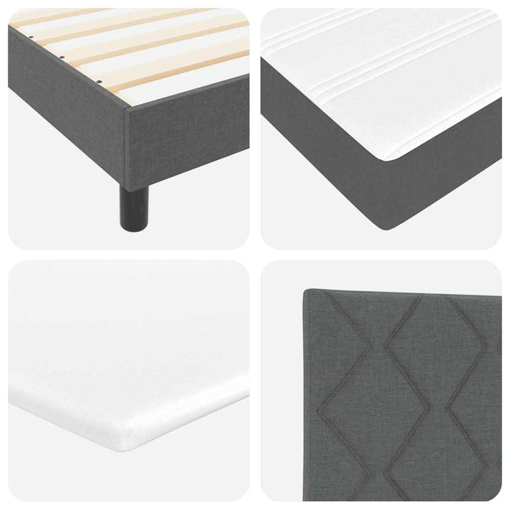 Box spring seng med hovedgærde Mørkegrå 200 x 200 cm Stof