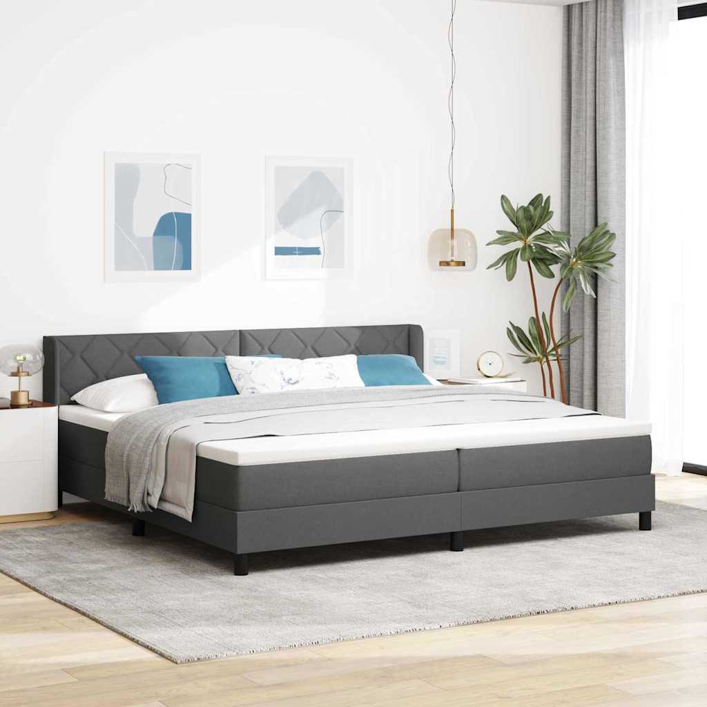 Box spring seng med hovedgærde Mørkegrå 200 x 200 cm Stof