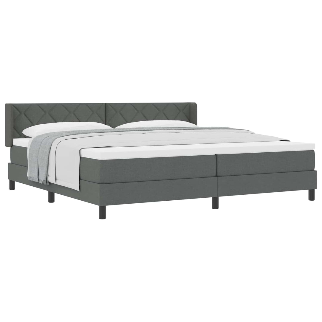 Box spring seng med hovedgærde Mørkegrå 200 x 200 cm Stof