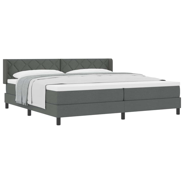 Box spring seng med hovedgærde Mørkegrå 200 x 200 cm Stof
