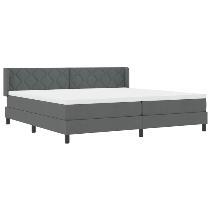 Box spring seng med hovedgærde Mørkegrå 200 x 200 cm Stof