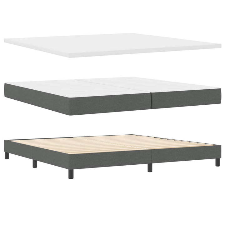Box spring seng med hovedgærde Mørkegrå 200 x 200 cm Stof