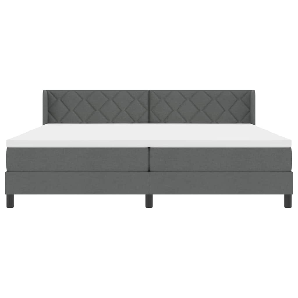 Box spring seng med hovedgærde Mørkegrå 200 x 200 cm Stof