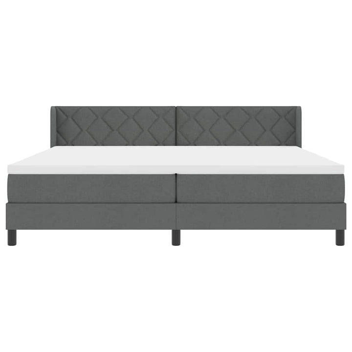 Box spring seng med hovedgærde Mørkegrå 200 x 200 cm Stof