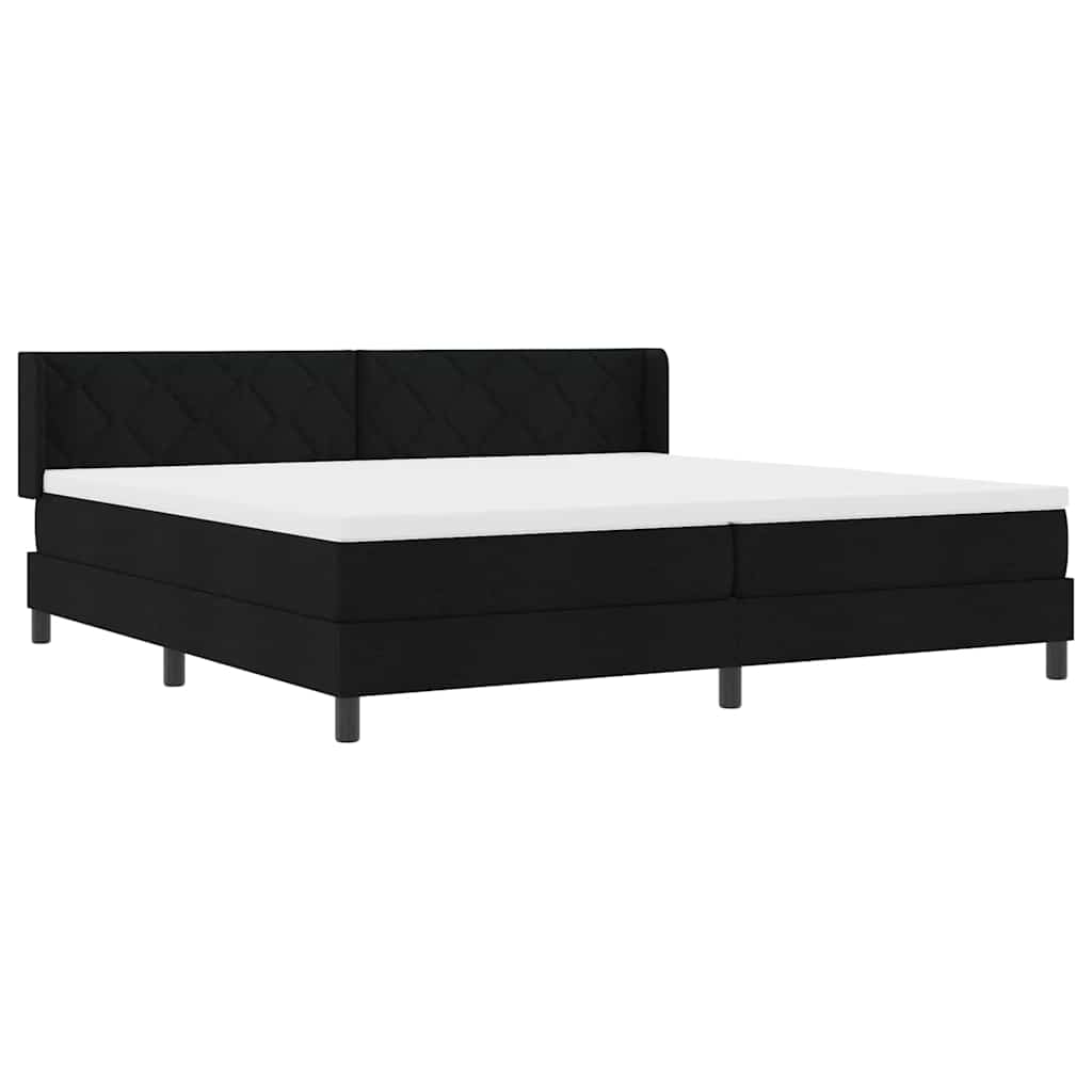 Box spring seng med hovedgærde Sort 200 x 200 cm Stof
