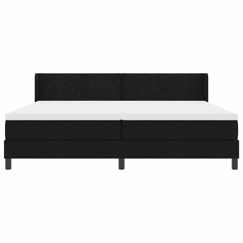 Box spring seng med hovedgærde Sort 200 x 200 cm Stof
