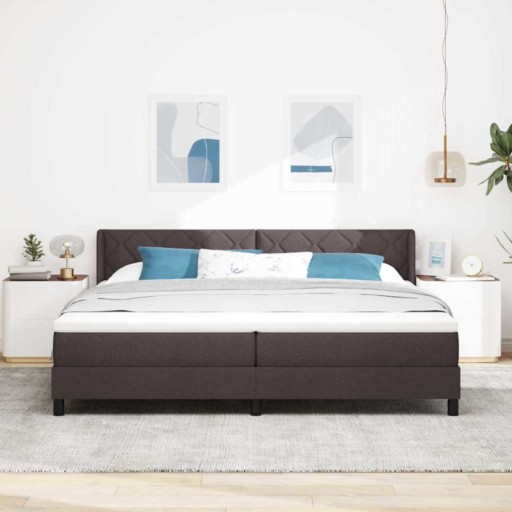Box spring seng med hovedgærde Mørk Brun 200 x 200 cm Stof