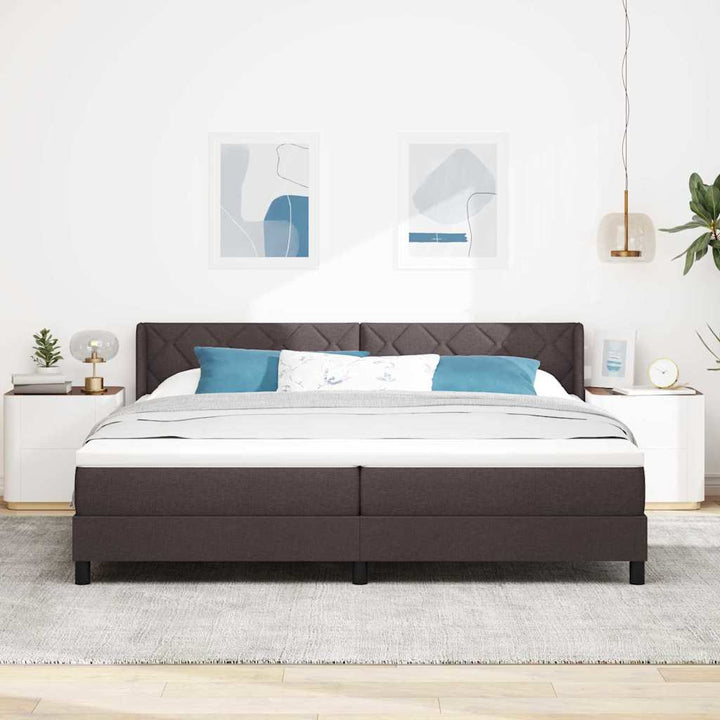 Box spring seng med hovedgærde Mørk Brun 200 x 200 cm Stof
