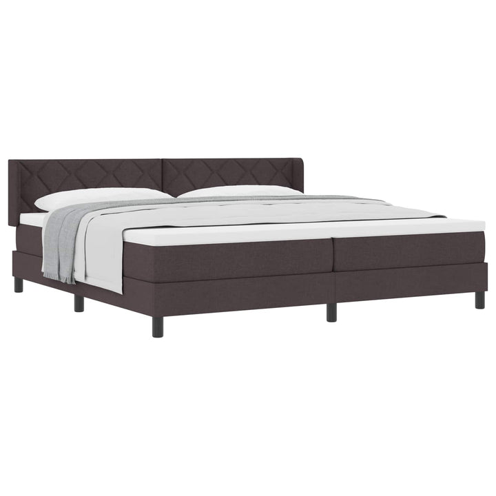 Box spring seng med hovedgærde Mørk Brun 200 x 200 cm Stof