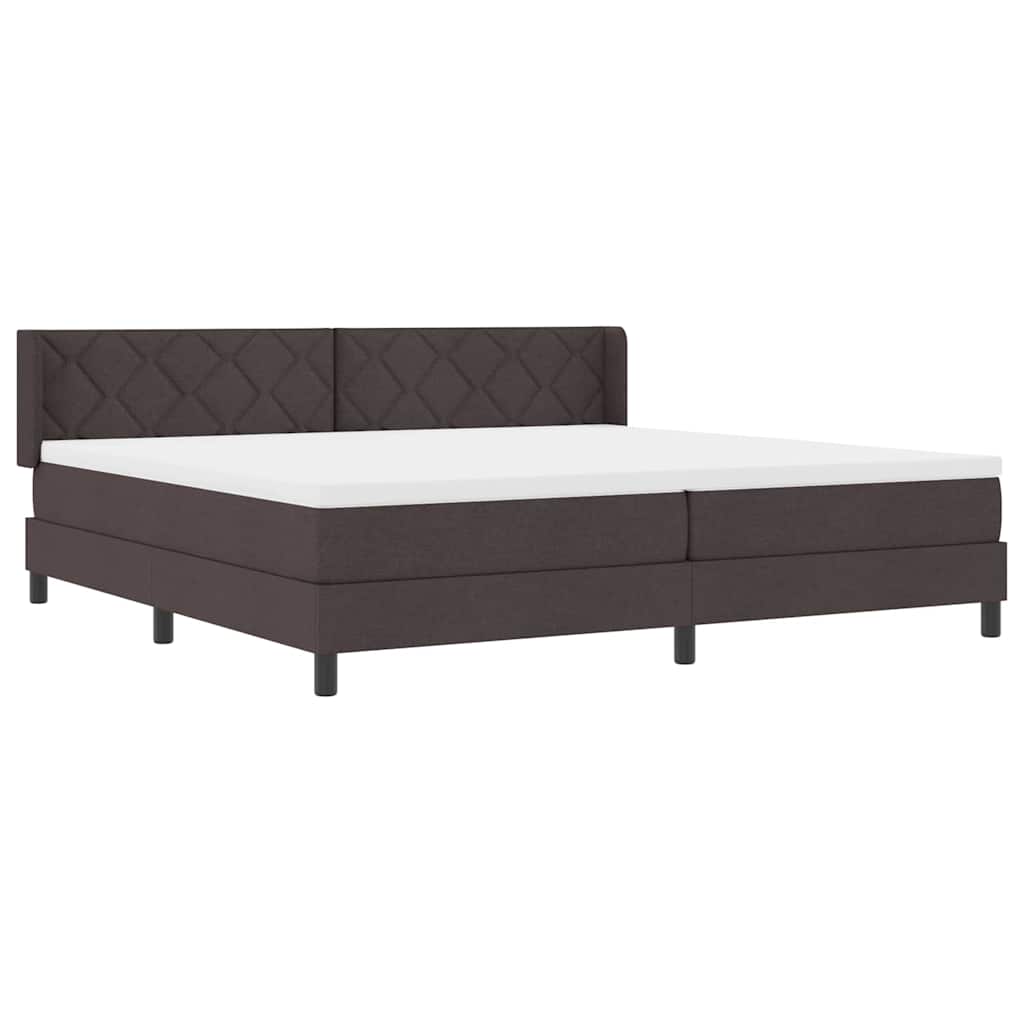 Box spring seng med hovedgærde Mørk Brun 200 x 200 cm Stof