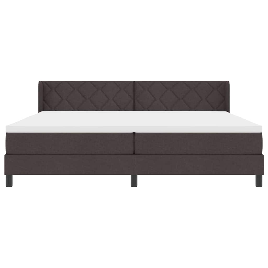 Box spring seng med hovedgærde Mørk Brun 200 x 200 cm Stof