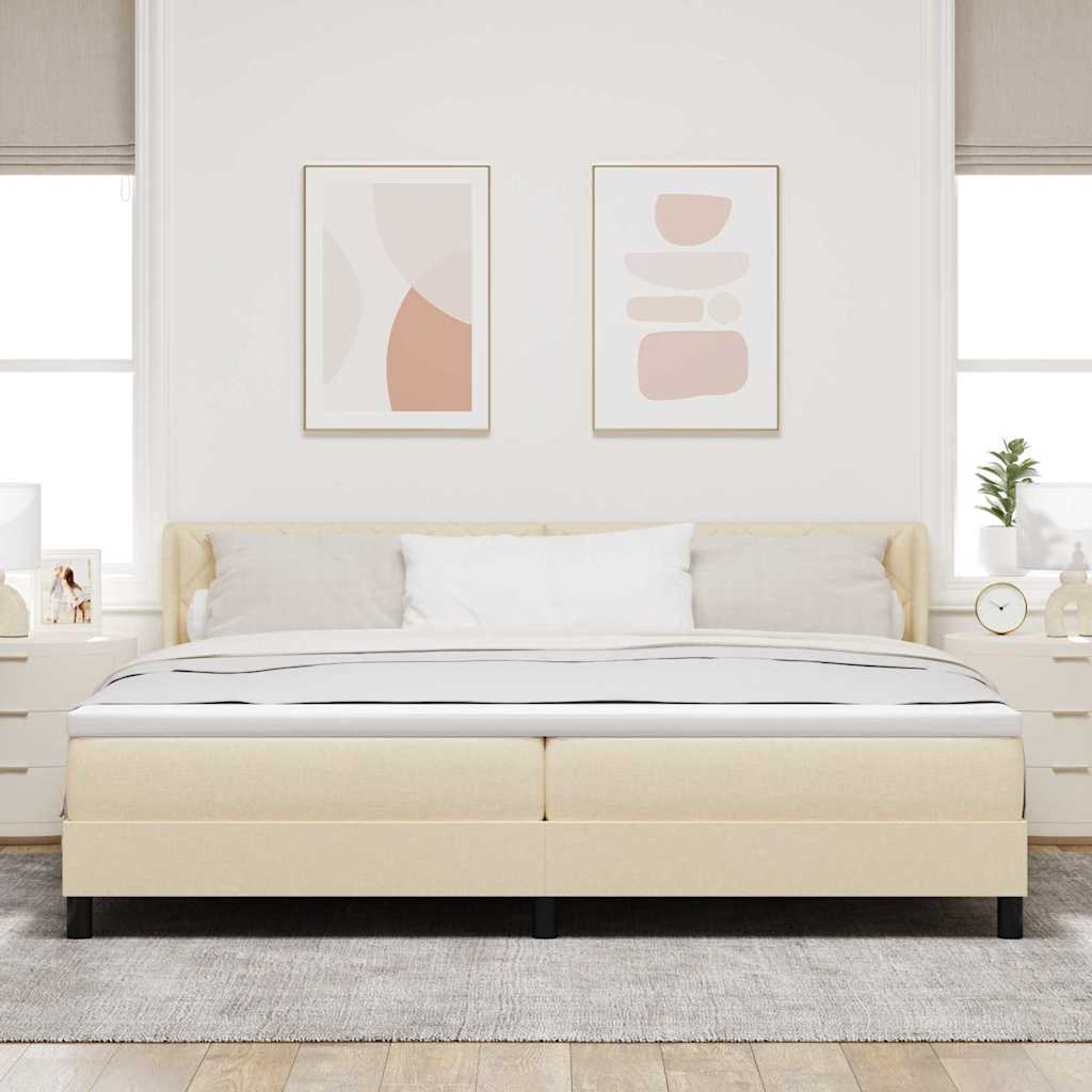 Box spring seng med hovedgærde Creme 200 x 200 cm Stof