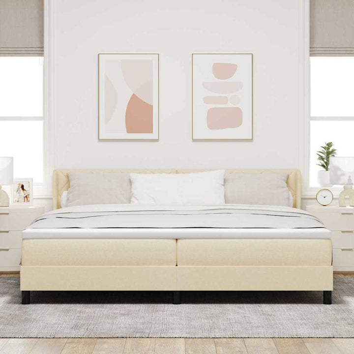 Box spring seng med hovedgærde Creme 200 x 200 cm Stof