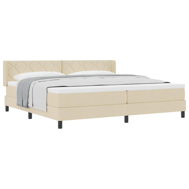Box spring seng med hovedgærde Creme 200 x 200 cm Stof