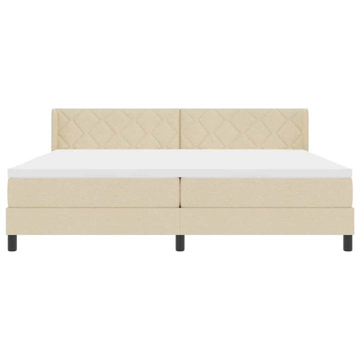 Box spring seng med hovedgærde Creme 200 x 200 cm Stof