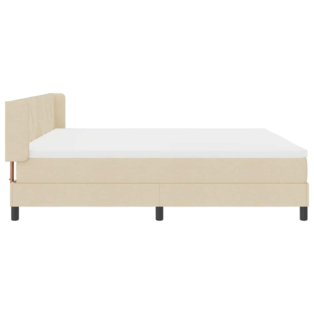 Box spring seng med hovedgærde Creme 200 x 200 cm Stof