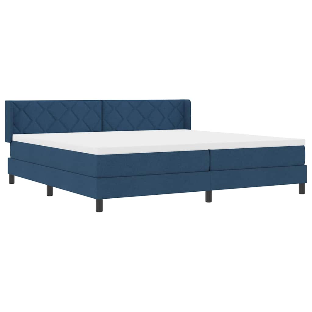 Box spring seng med hovedgærde Blå 200 x 200 cm Stof