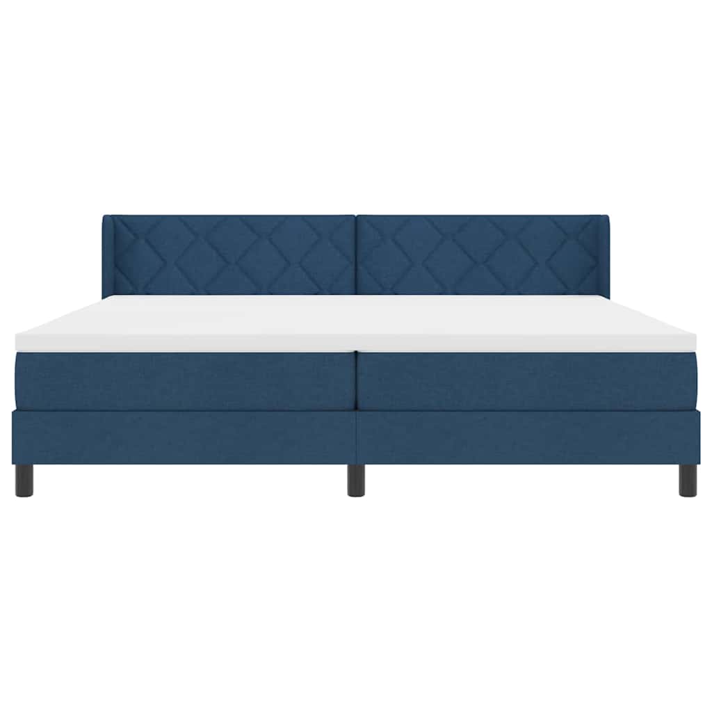 Box spring seng med hovedgærde Blå 200 x 200 cm Stof