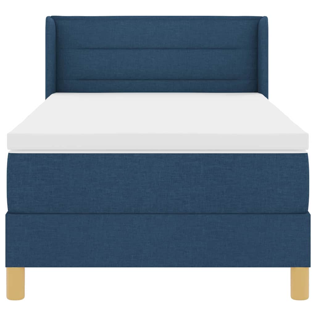 Box spring seng med madras med hovedgærde Blå 190 x 90 cm Stof