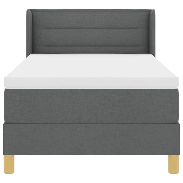 Box spring seng med madras Mørkegrå 200 x 90 cm Stof