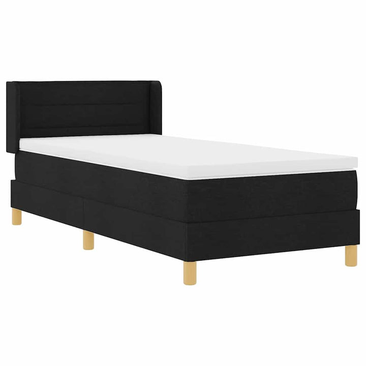 Box spring seng med madras med hovedgærde Sort 200 x 90 cm Stof