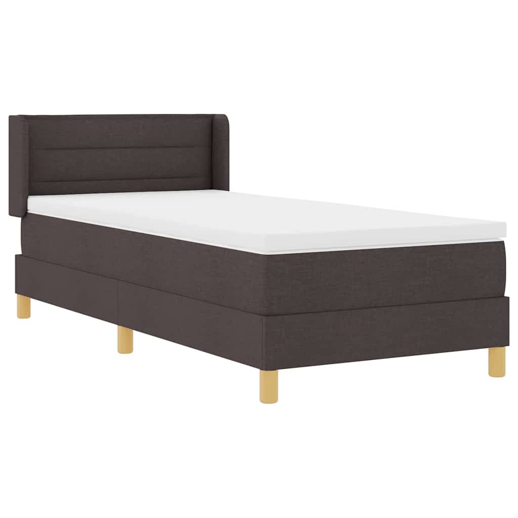 Box spring seng med madras Mørk Brun 200 x 90 cm Stof