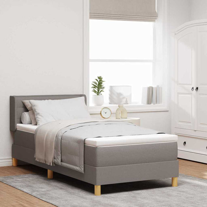 Box spring seng med madras Gråbrun 200 x 90 cm Stof