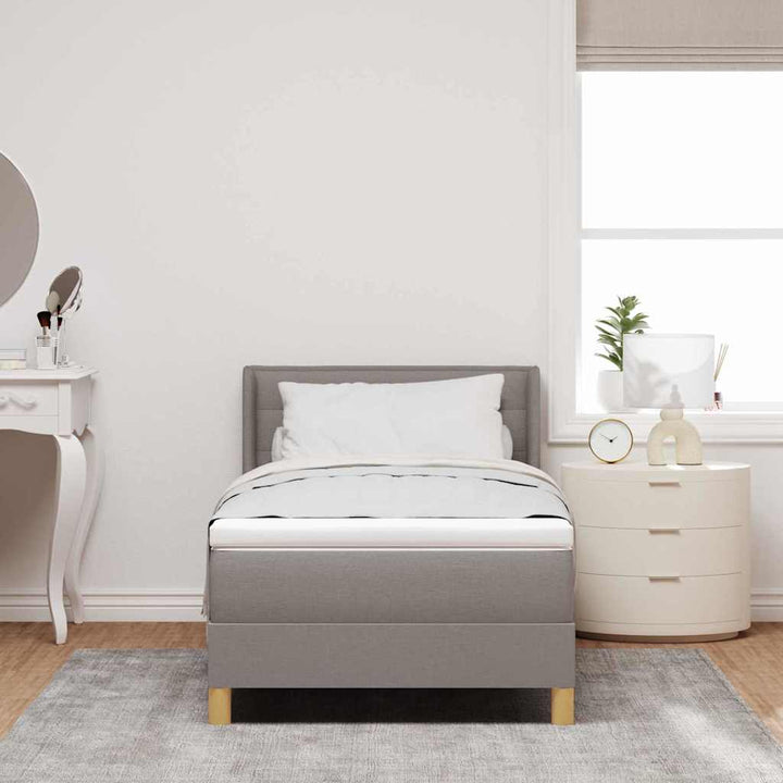 Box spring seng med madras Gråbrun 200 x 90 cm Stof