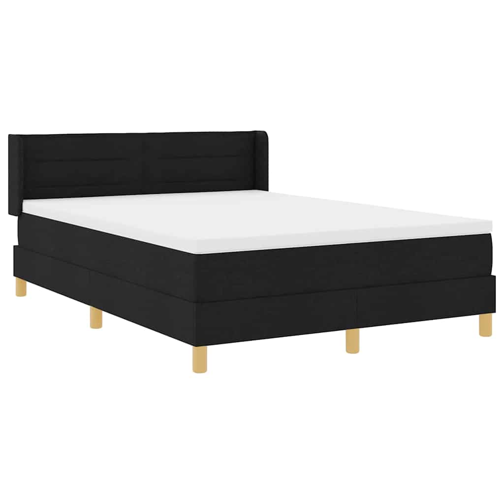 Box spring seng med madras Sort 190 x 140 cm Stof