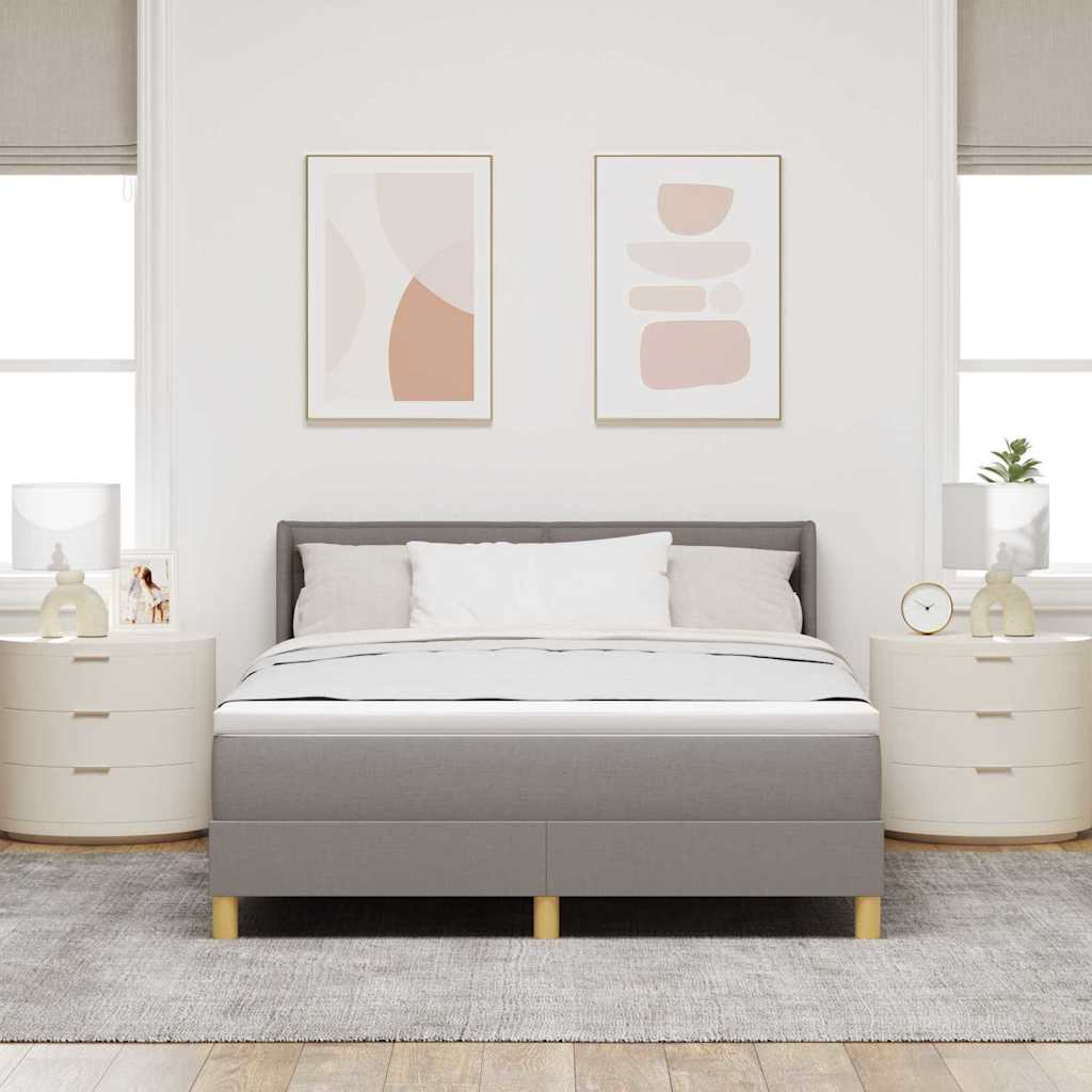 Box spring seng med madras Gråbrun 190 x 140 cm Stof