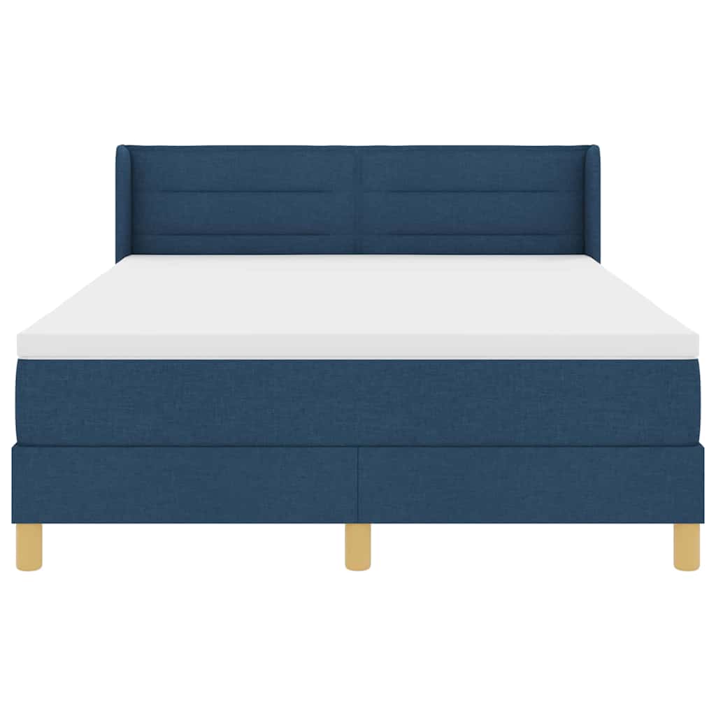 Box spring seng med madras med hovedgærde Blå 190 x 140 cm Stof